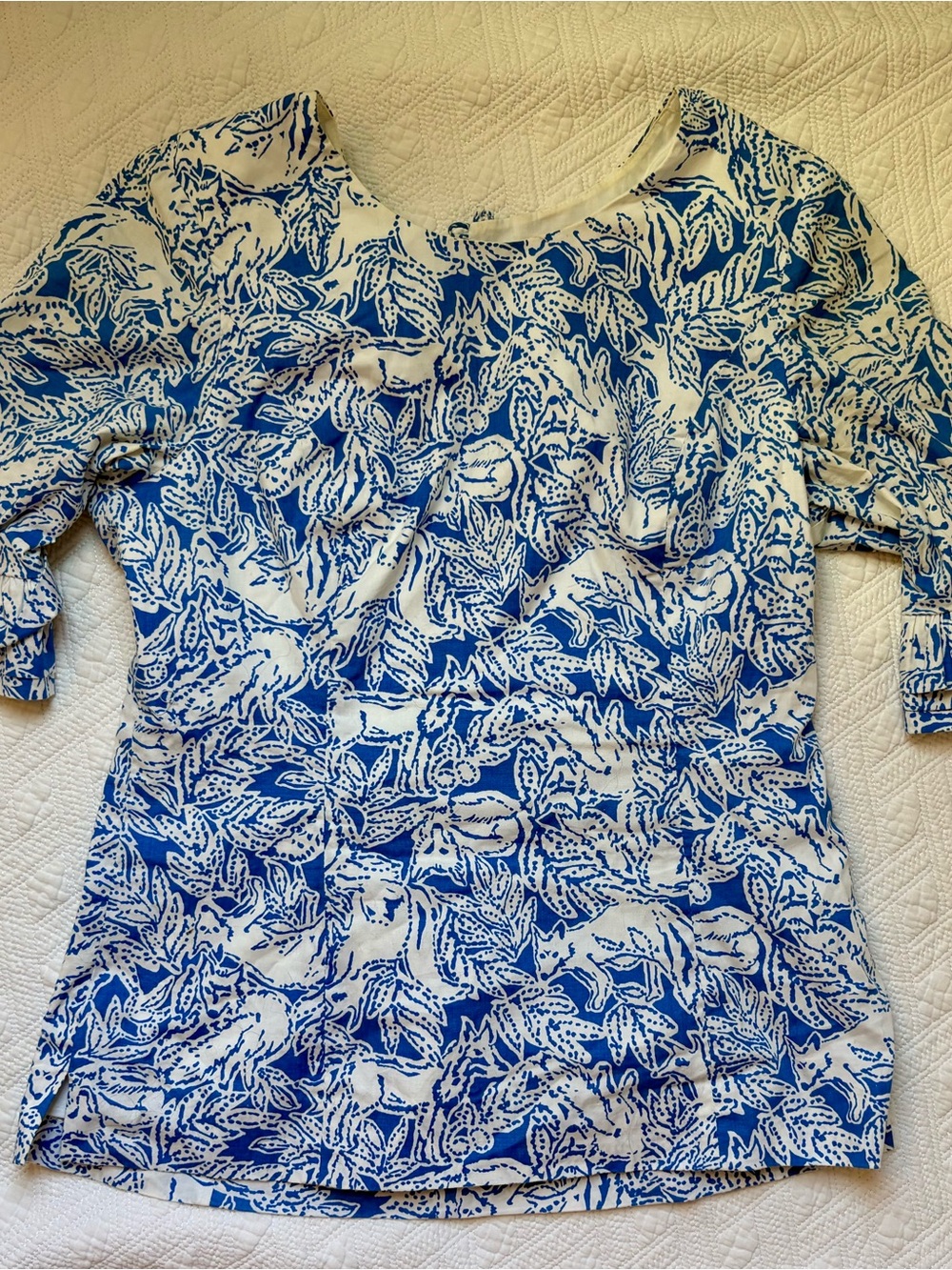 Lilly Pulitzer Blue and White Lina Top in Foxed Up